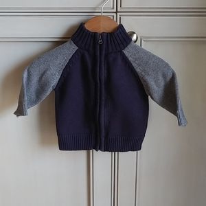Oshkosh Two Tone Grey/Blue Front Zipper Sweater